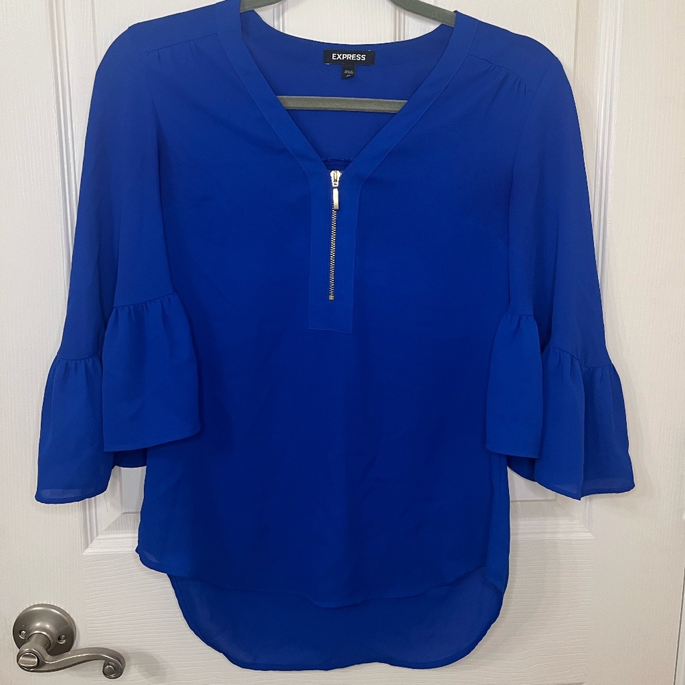 Express XS Royal Blue 3/4 sleeve shirt